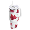 30 oz Insulated Stainless Steel Tumbler Double Wall Stainless Steel Tumbler with 2-Way Drinking Red Maple Leaves 9O8M