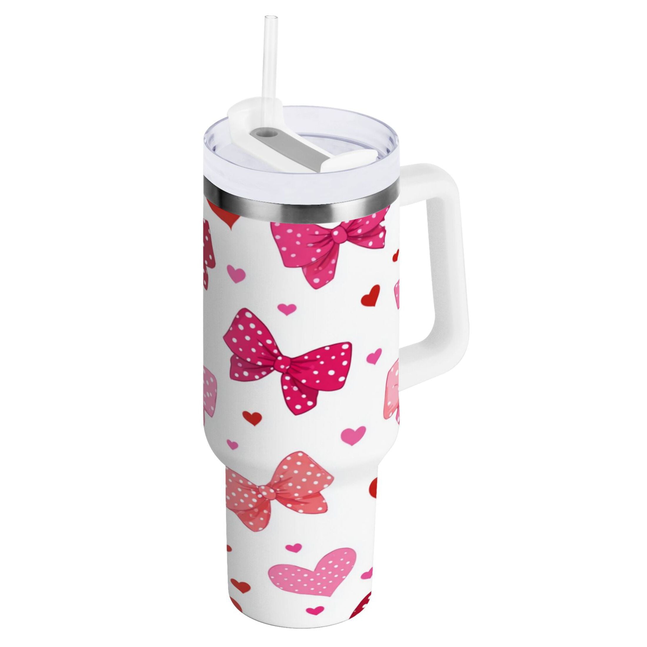 30 oz Insulated Stainless Steel Tumbler Double Wall Stainless Steel Tumbler with 2-Way Drinking Red and Pink Bows GTB5