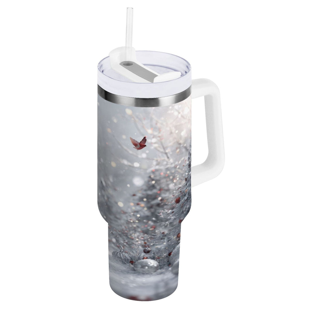 30 oz Insulated Stainless Steel Tumbler Double Wall Stainless Steel Tumbler with 2-Way Drinking Snowy Winter Landscape J5V7