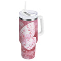30 oz Insulated Stainless Steel Tumbler Double Wall Stainless Steel Tumbler with 2-Way Drinking Soft Pink Butterfly YX8K