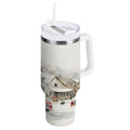 30 oz Insulated Stainless Steel Tumbler Double Wall Stainless Steel Tumbler with 2-Way Drinking Truck with Christmas Decorations TW3N