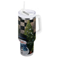 30 oz Insulated Stainless Steel Tumbler Double Wall Stainless Steel Tumbler with 2-Way Drinking Two Snowmen Pattern FL3I