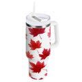 30 oz Insulated Stainless Steel Tumbler Double Wall Stainless Steel Tumbler with 2-Way Drinking Vibrant Red Maple Leaves 4CGE