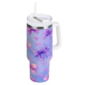 30 oz Insulated Stainless Steel Tumbler Double Wall Stainless Steel Tumbler with 2-Way Drinking Watercolor Bows Pattern CILF