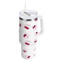 30 oz Insulated Stainless Steel Tumbler Double Wall Stainless Steel Tumbler with 2-Way Drinking Watercolor Cherries Pattern NL46