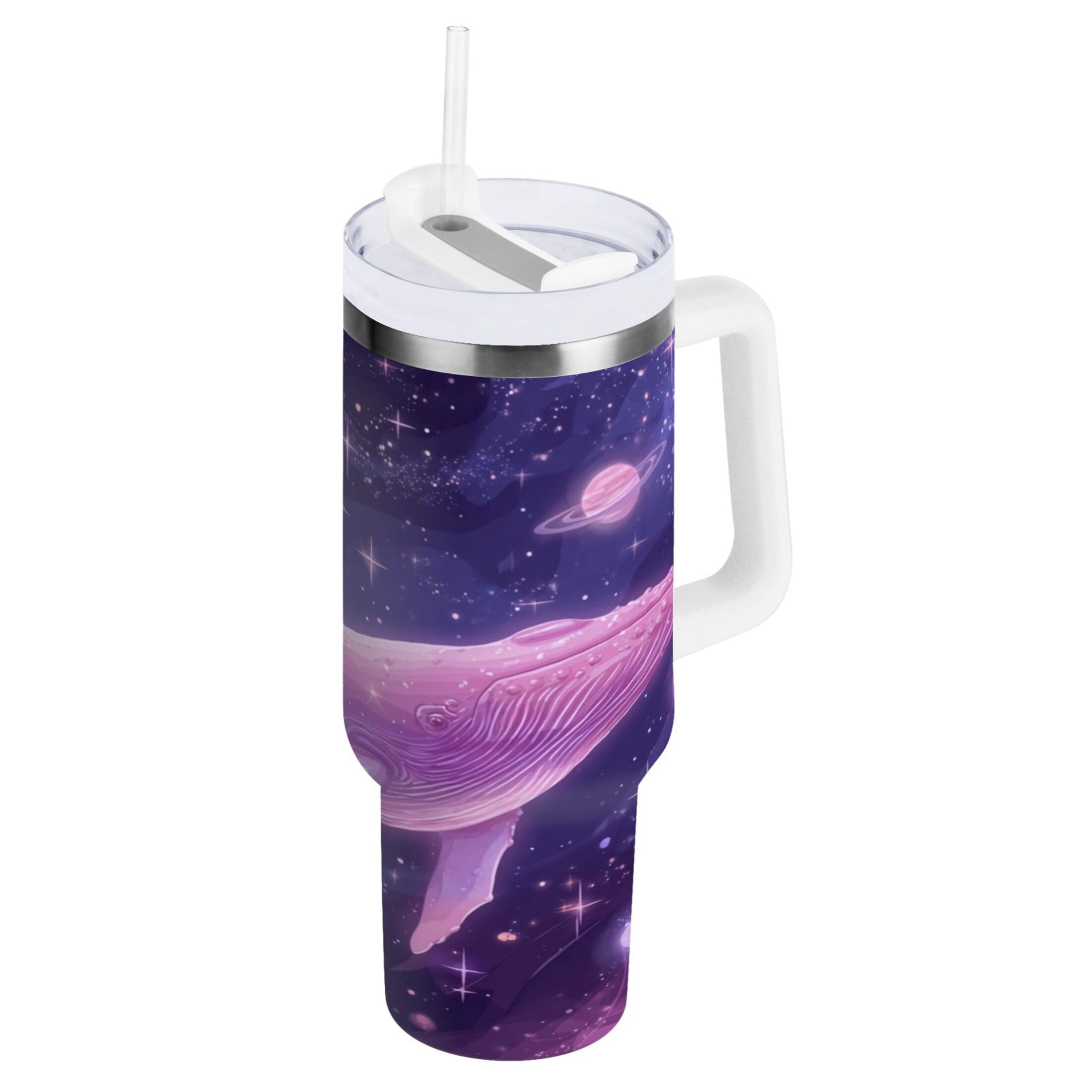 30 oz Insulated Stainless Steel Tumbler Double Wall Stainless Steel Tumbler with 2-Way Drinking Whale in Space 5AZ8