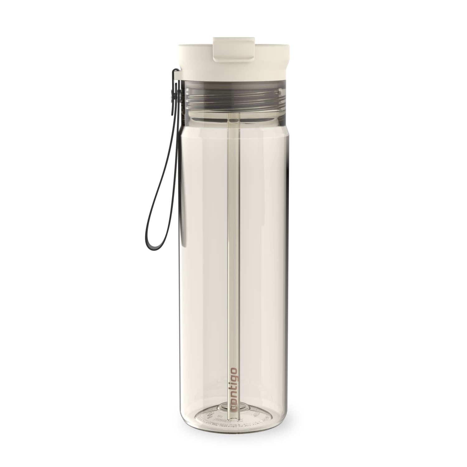 Contigo DualSip Leakproof Plastic Reusable Water Bottle with Carrying Strap, Cream/Clear, 28 oz FR2C
