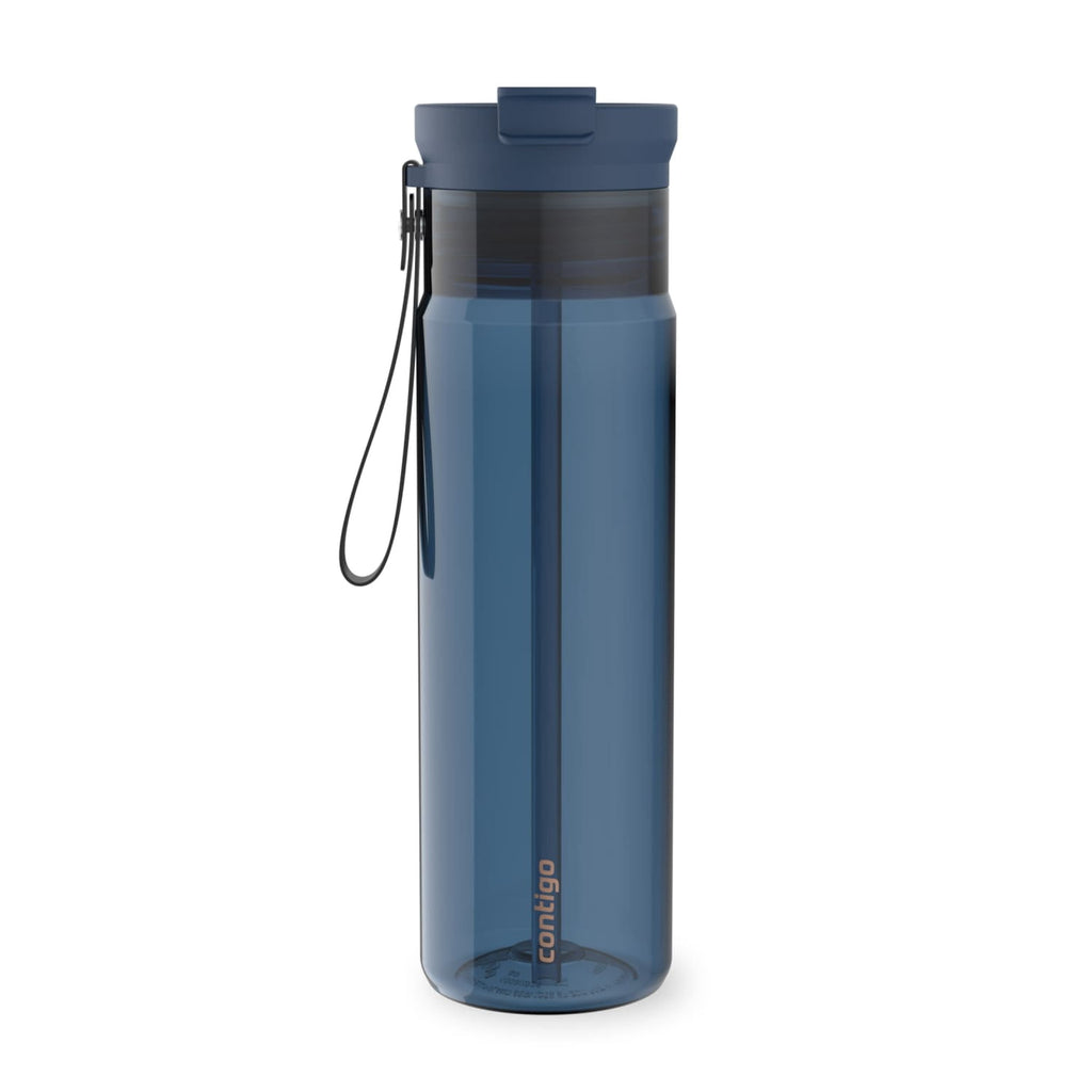 Contigo DualSip Leakproof Plastic Reusable Water Bottle with Carrying Strap, Cream/Clear, 28 oz FR2C