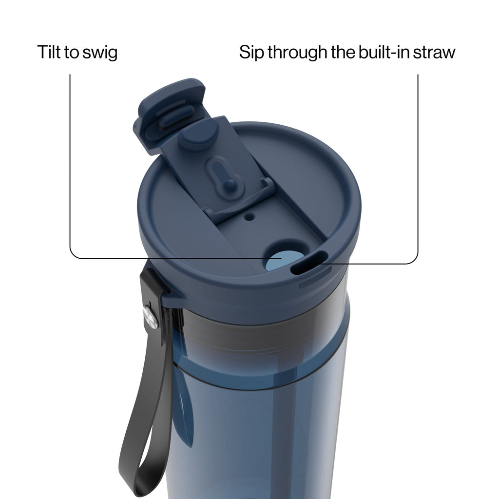 Contigo DualSip Leakproof Plastic Reusable Water Bottle with Carrying Strap, Cream/Clear, 28 oz FR2C