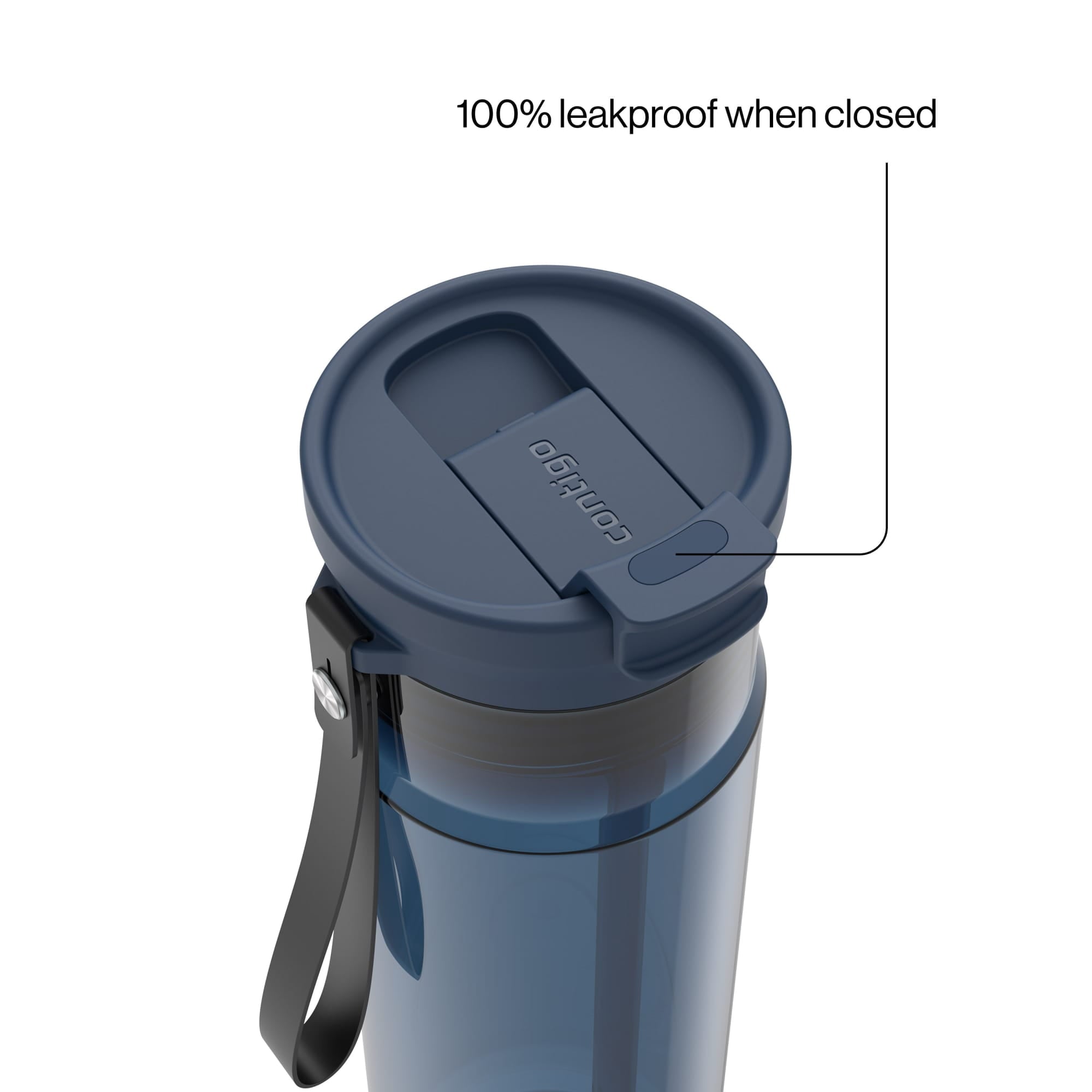 Contigo DualSip Leakproof Plastic Reusable Water Bottle with Carrying Strap, Cream/Clear, 28 oz FR2C