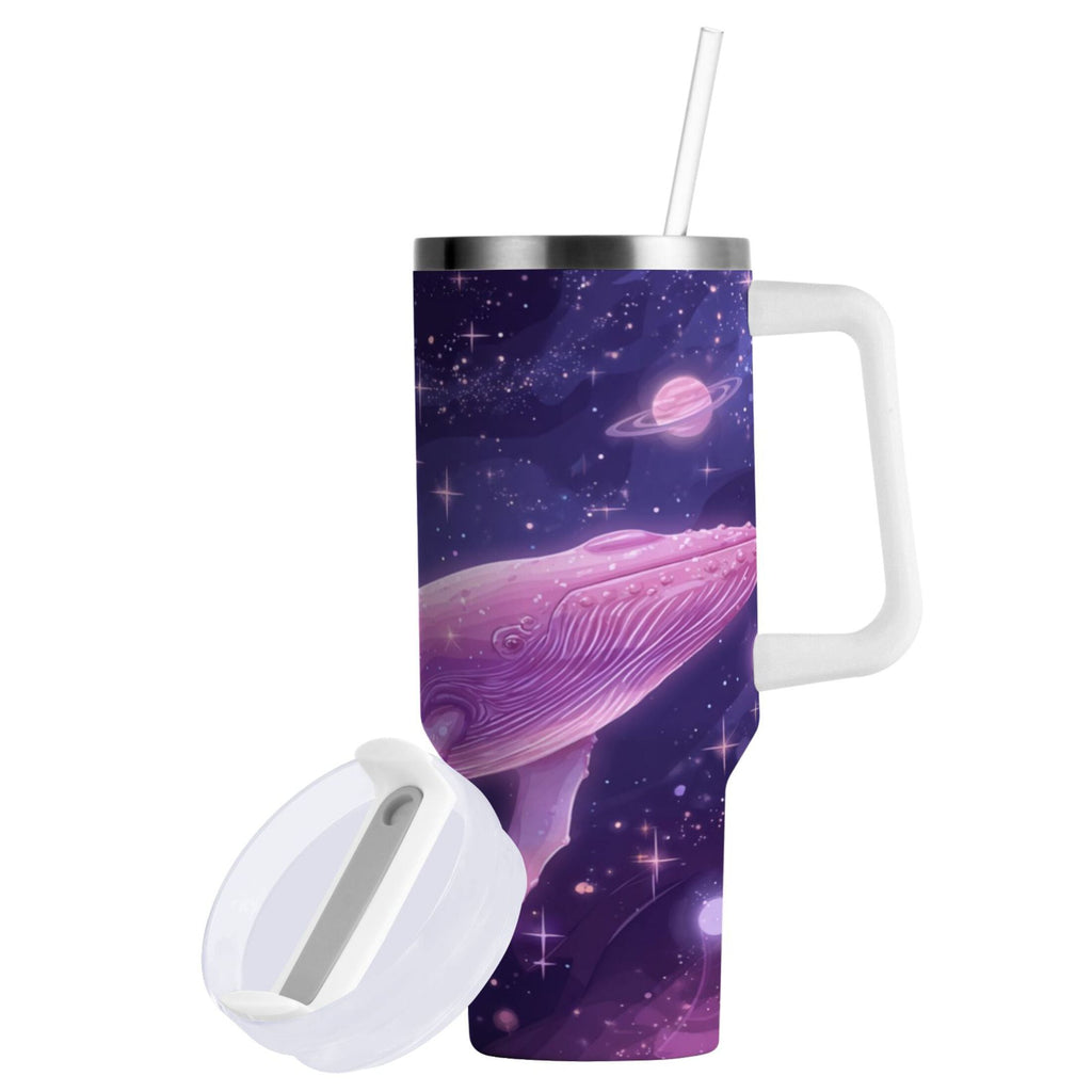 30 oz Insulated Stainless Steel Tumbler Double Wall Stainless Steel Tumbler with 2-Way Drinking Whale in Space 5AZ8