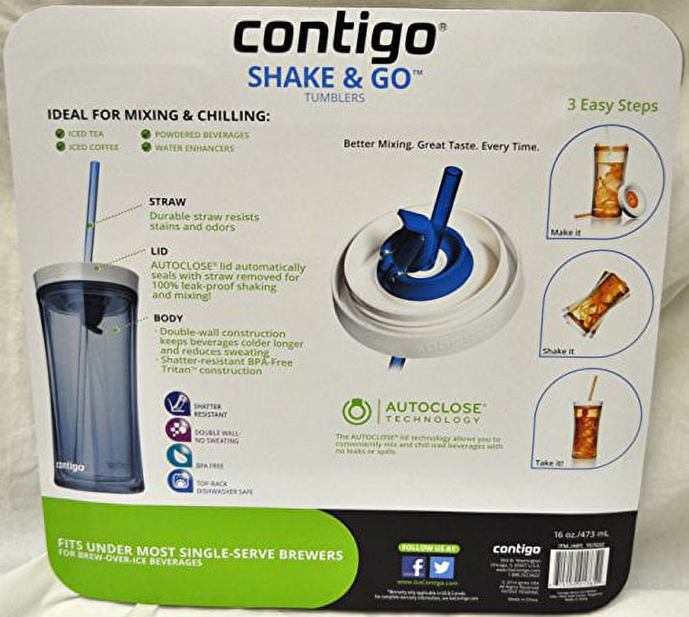 Contigo Shake &amp; Go Plastic Tumblers - Set of 3 (Lavender Orange &amp; Clear) YTI9