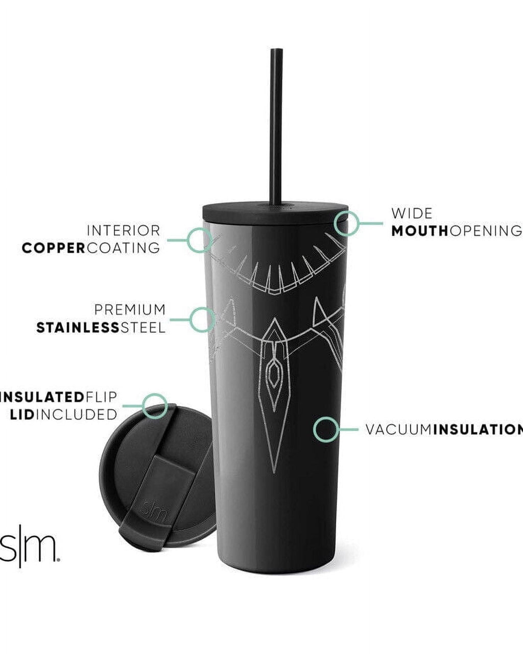 Simple Modern Insulated Black Panther 24oz  Tumbler W/Flip Lid and Straw Lid IXCY