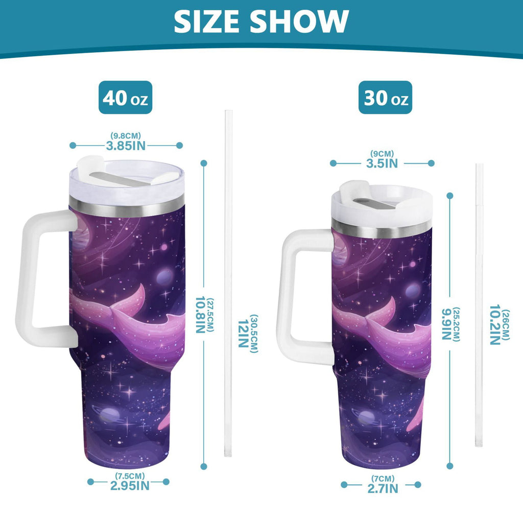 30 oz Insulated Stainless Steel Tumbler Double Wall Stainless Steel Tumbler with 2-Way Drinking Whale in Space 5AZ8