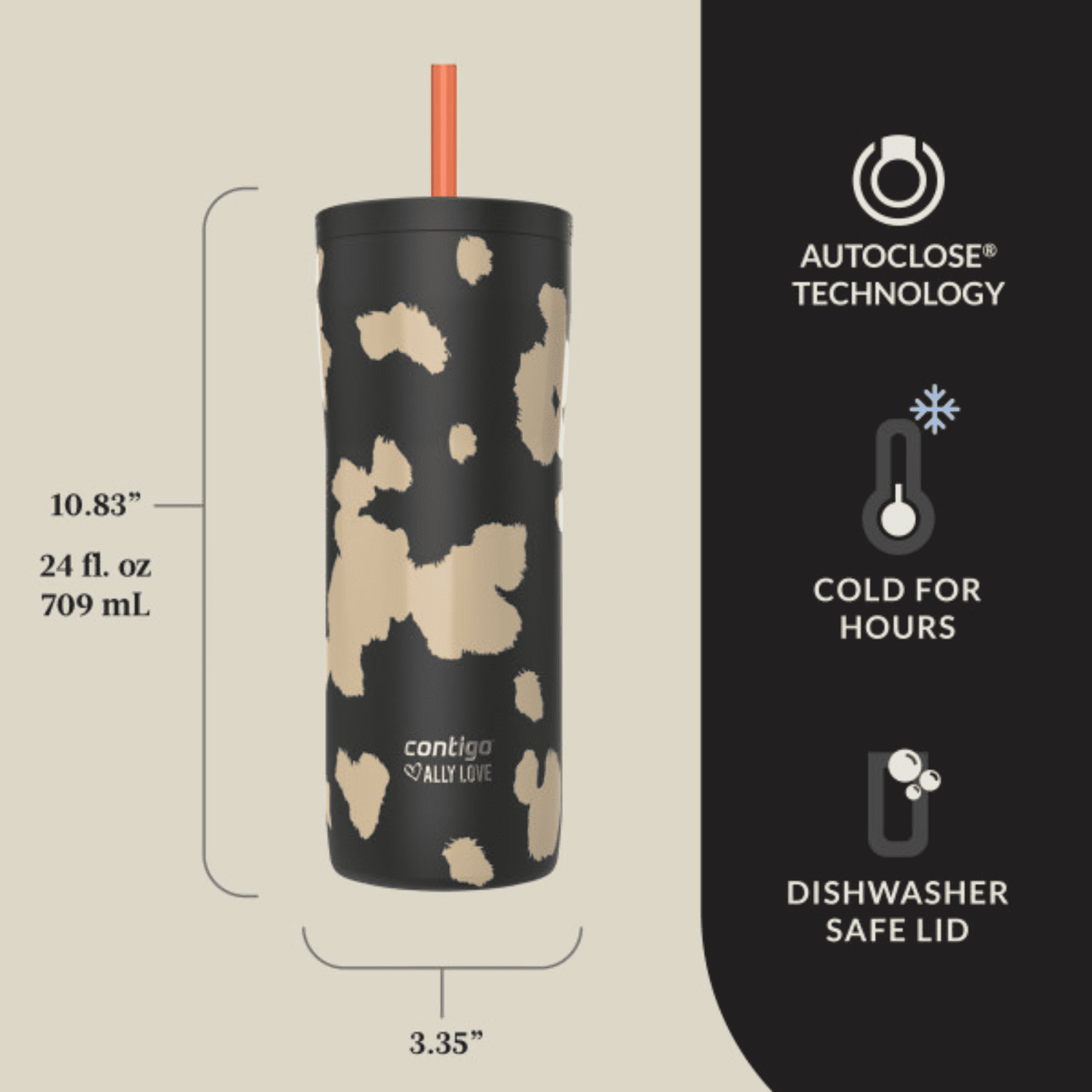 Contigo x Ally Love Streeterville 2.0 Stainless Steel Tumbler with Straw, 24 oz, Stellar Jay AWER