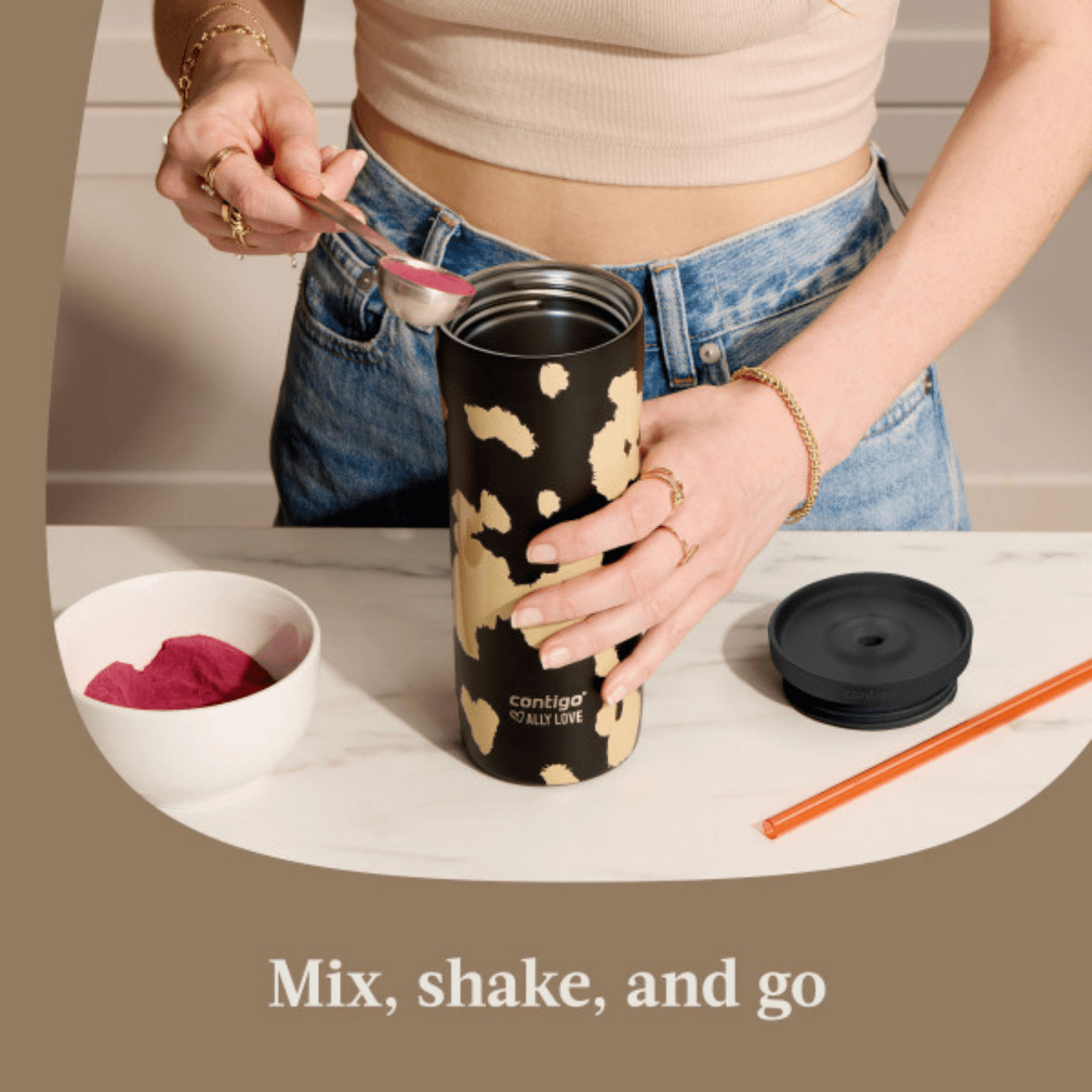 Contigo x Ally Love Streeterville 2.0 Stainless Steel Tumbler with Straw, 24 oz, Stellar Jay AWER