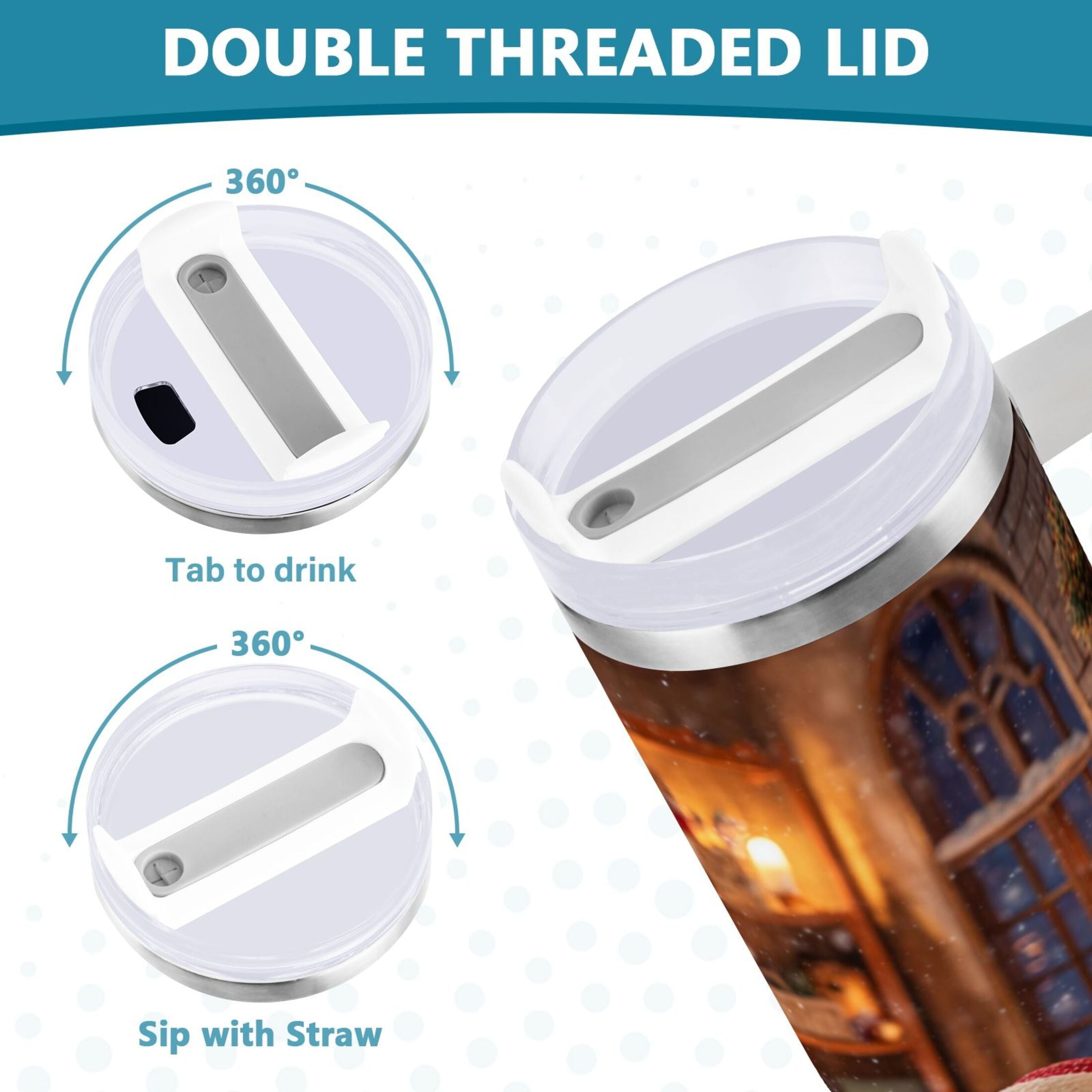 40 oz Insulated Stainless Steel Tumbler Double Wall Stainless Steel Tumbler with 2-Way Drinking Sitting Santa Claus KDW3