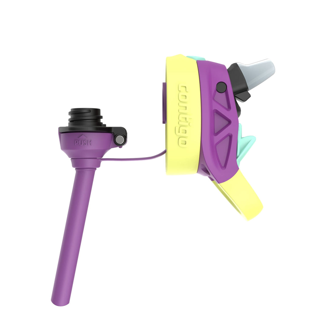 (4 pack) Contigo Kids Water Bottle with Redesigned AUTOSPOUT Straw, 14 oz, Grape Forest Haven V5Q5