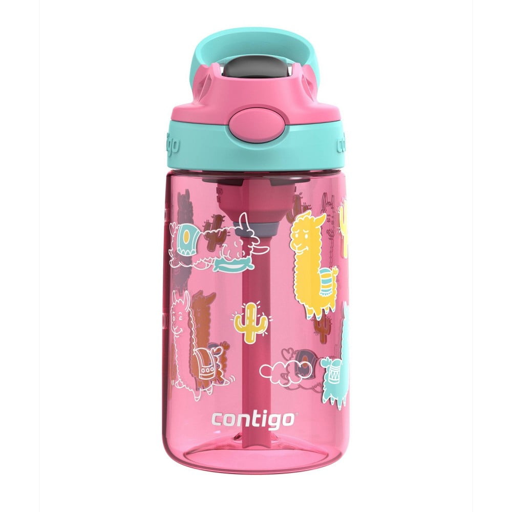 Contigo 14oz Kids' Water Bottle with Redesigned AutoSpout Straw Azalea Jade Vine with Llamas WXR1