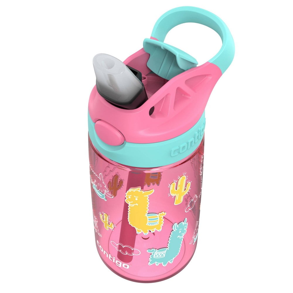 Contigo 14oz Kids' Water Bottle with Redesigned AutoSpout Straw Azalea Jade Vine with Llamas WXR1
