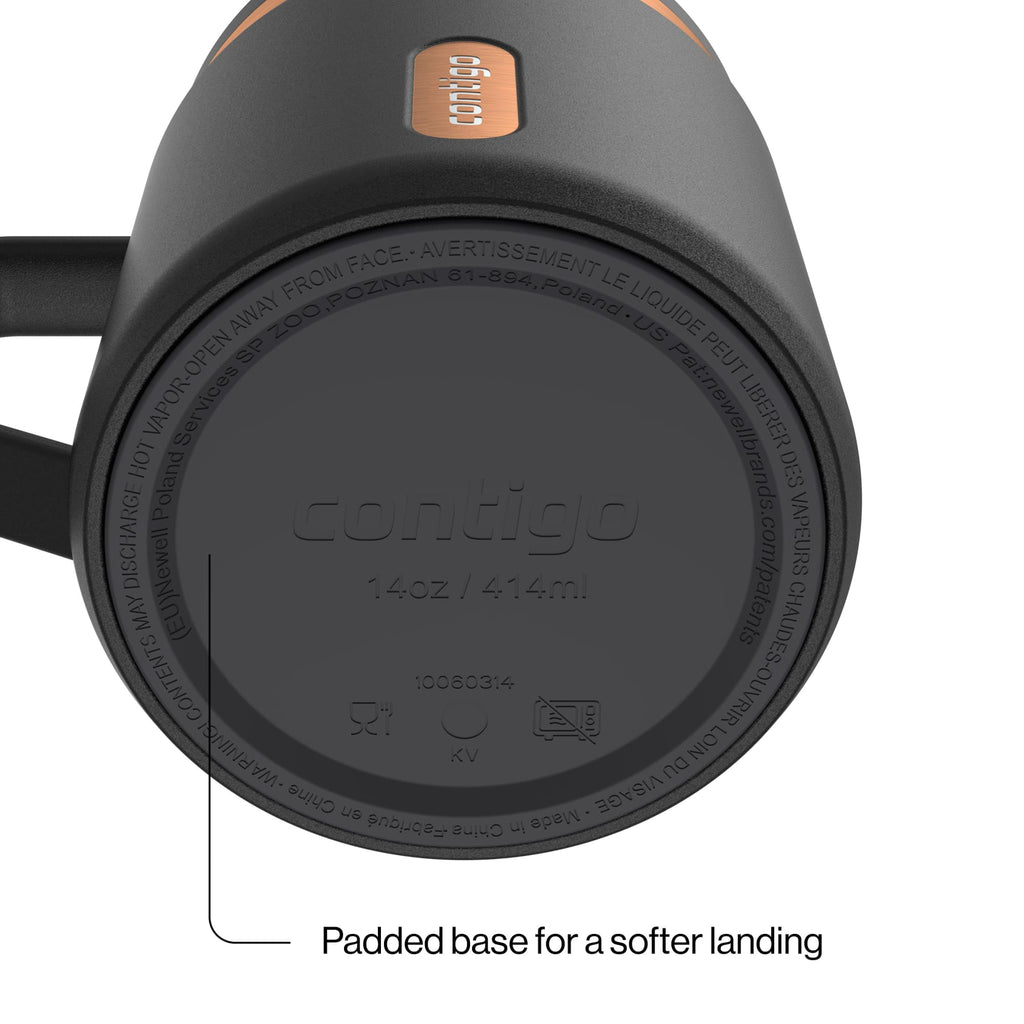 Contigo SnapSeal Leakproof Stainless Steel Reusable Travel Tumbler,Black/Bronze, 14 oz TF4D