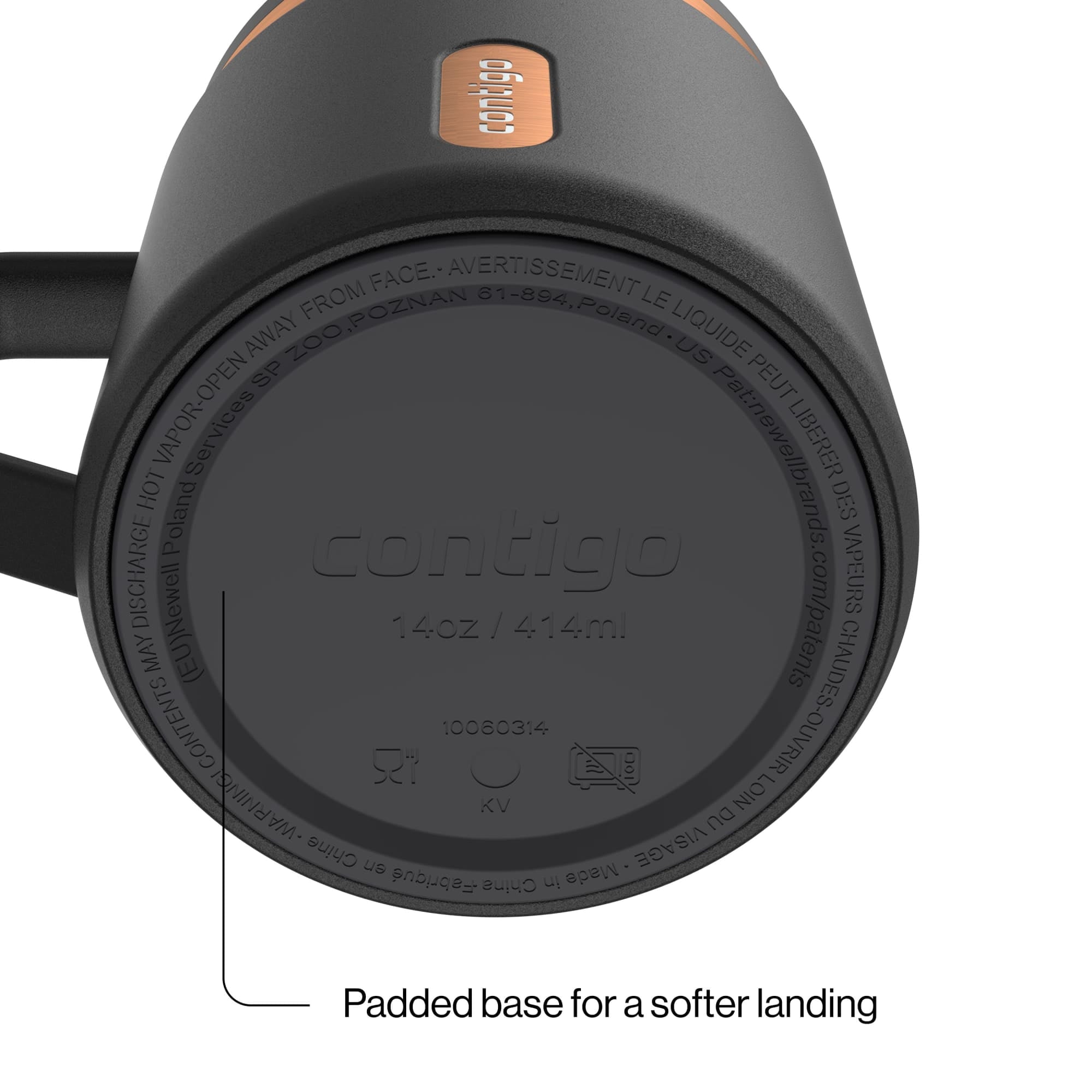 Contigo SnapSeal Leakproof Stainless Steel Reusable Travel Tumbler,Black/Bronze, 14 oz TF4D