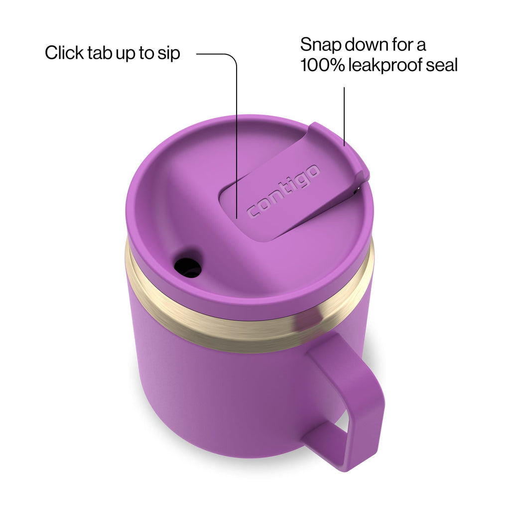 Contigo SnapSeal Leakproof Stainless Steel Reusable Travel Tumbler,Black/Bronze, 14 oz TF4D