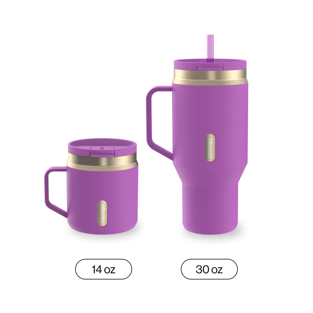 Contigo SnapSeal Leakproof Stainless Steel Reusable Travel Tumbler,Black/Bronze, 14 oz TF4D