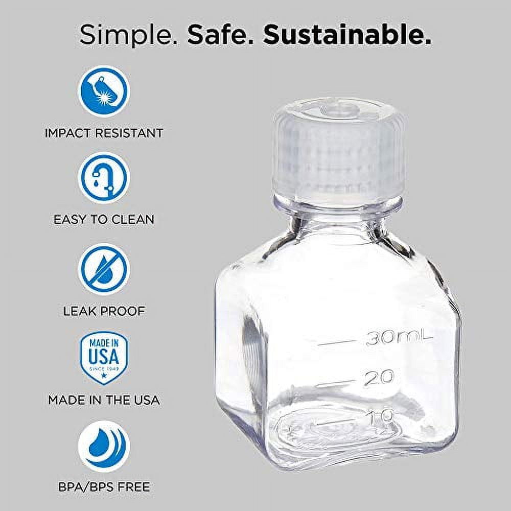 Nalgene Transparent Lexan Polycarbonate Square Storage Bottle - 8 oz. - Clear E73F