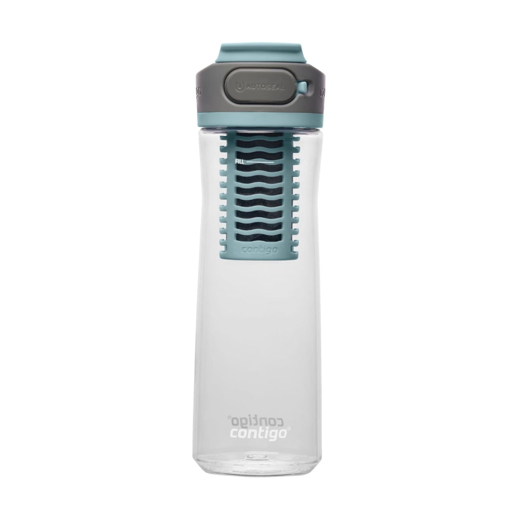 (2 pack) Contigo Clybourn Plastic FreeFlow Filter Water Bottle with AUTOSEAL Lid 24 oz., Salt, with Replacable Filter 3BFM