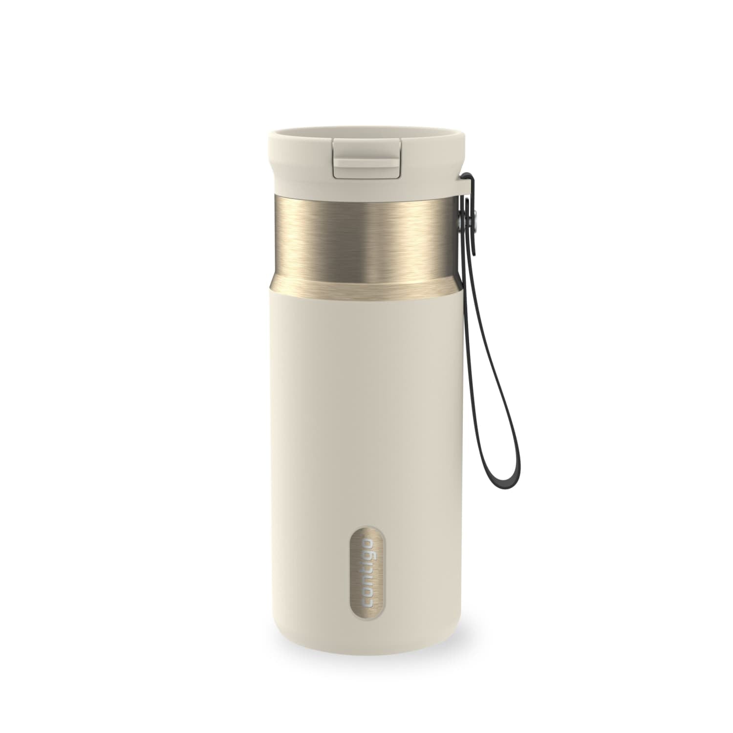 Contigo SnapSeal Leakproof Stainless Steel Reusable Water Bottle with Carrying Strap, Black/Bronze, 16 oz ER0X