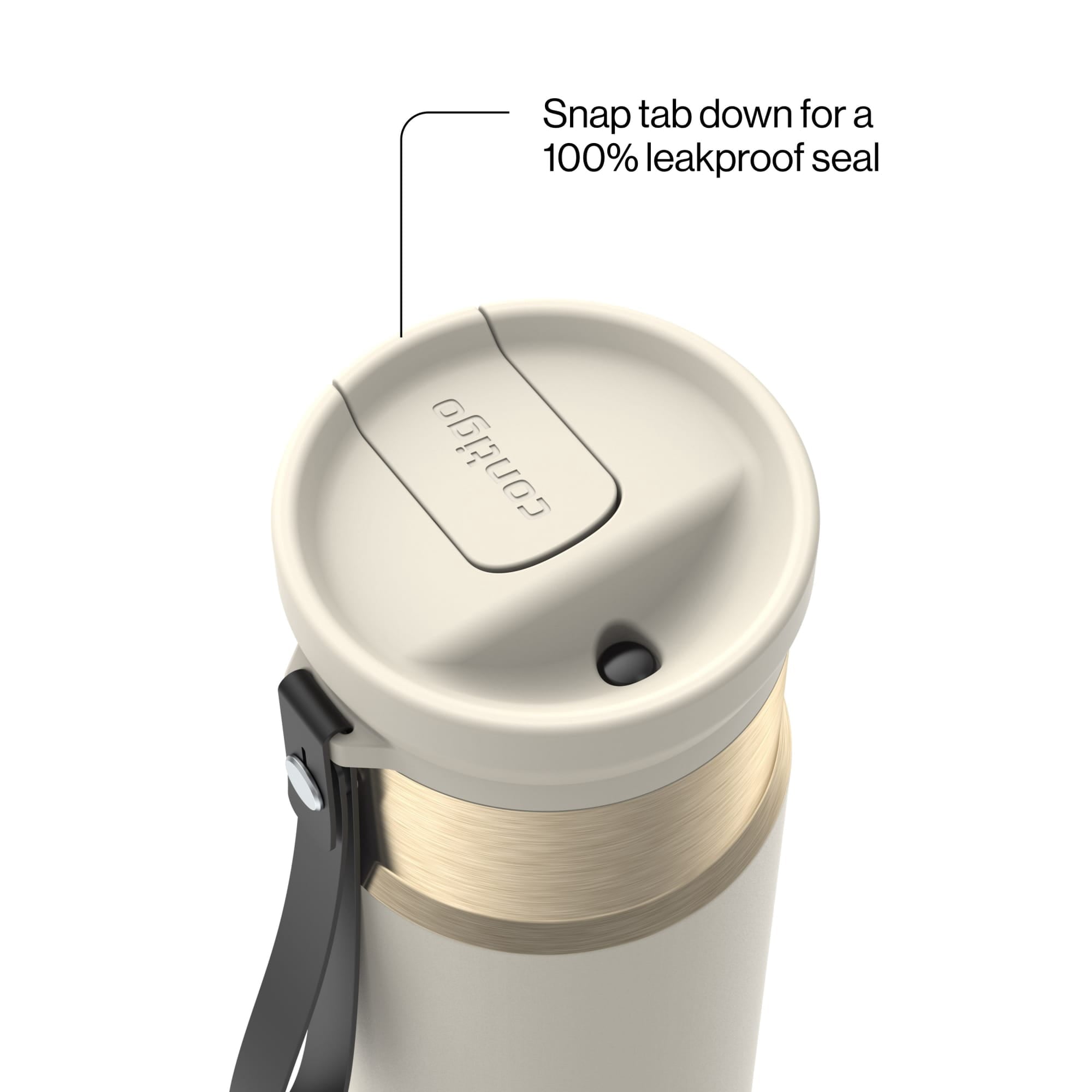 Contigo SnapSeal Leakproof Stainless Steel Reusable Water Bottle with Carrying Strap, Black/Bronze, 16 oz ER0X