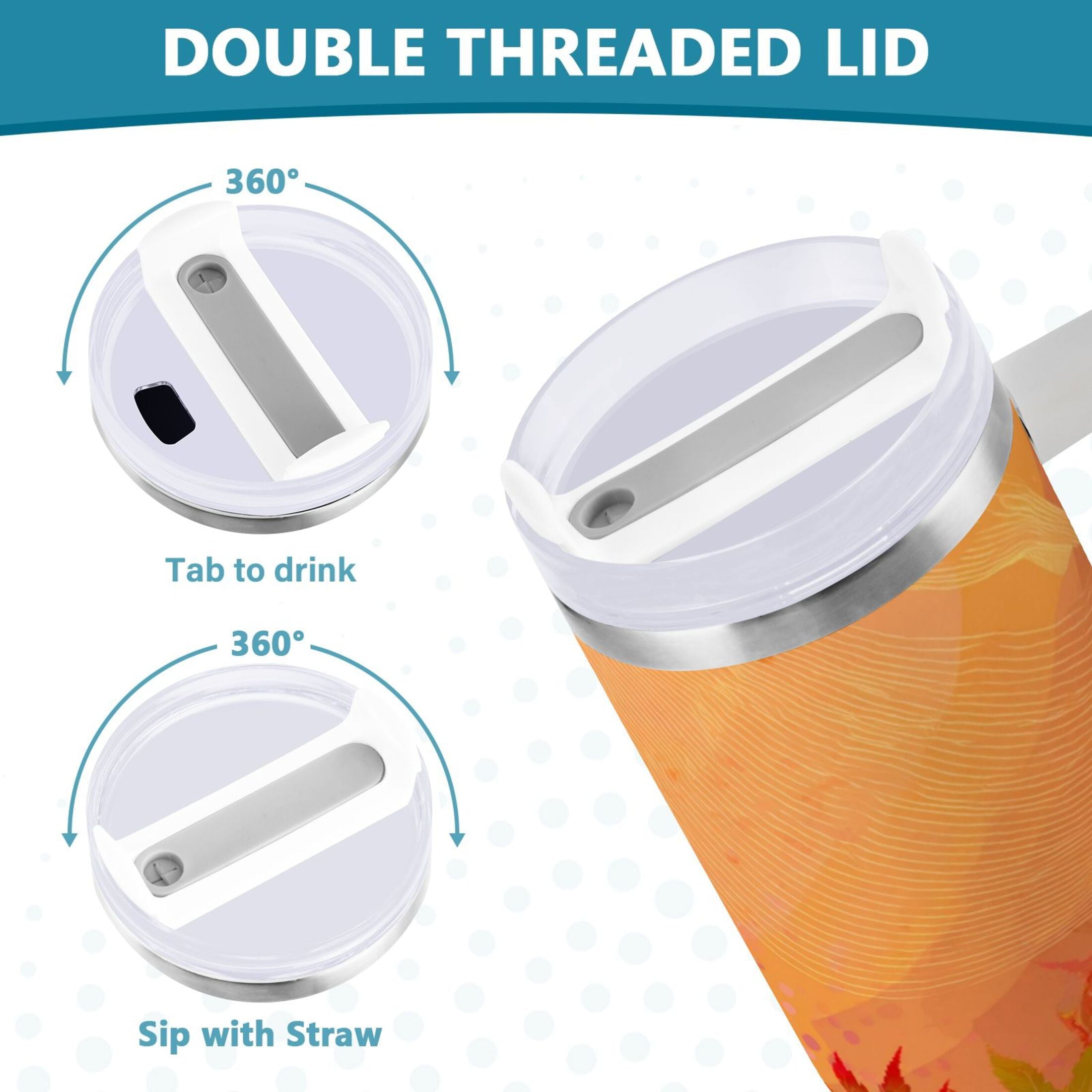 40 oz Insulated Stainless Steel Tumbler Double Wall Stainless Steel Tumbler with 2-Way Drinking Red Maple Leaves in Autumn M8MK