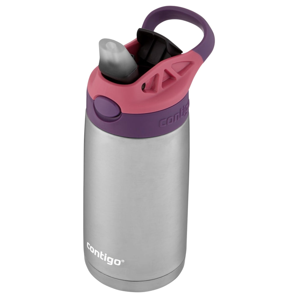 Contigo Kids Stainless Steel Water Bottle with Redesigned AUTOSPOUT Straw Lid Eggplant and Punch, 13 fl oz. IYXQ
