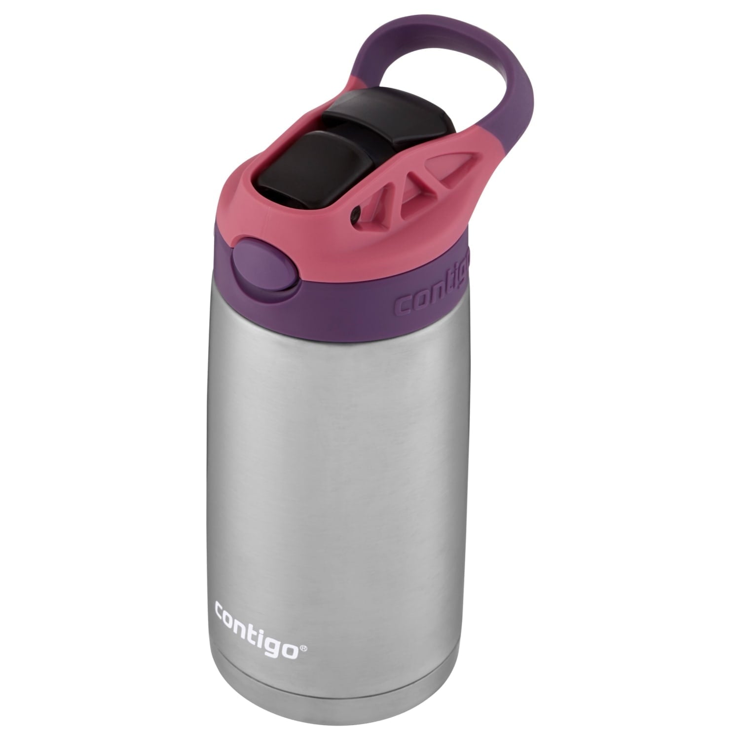 Contigo Kids Stainless Steel Water Bottle with Redesigned AUTOSPOUT Straw Lid Eggplant and Punch, 13 fl oz. IYXQ