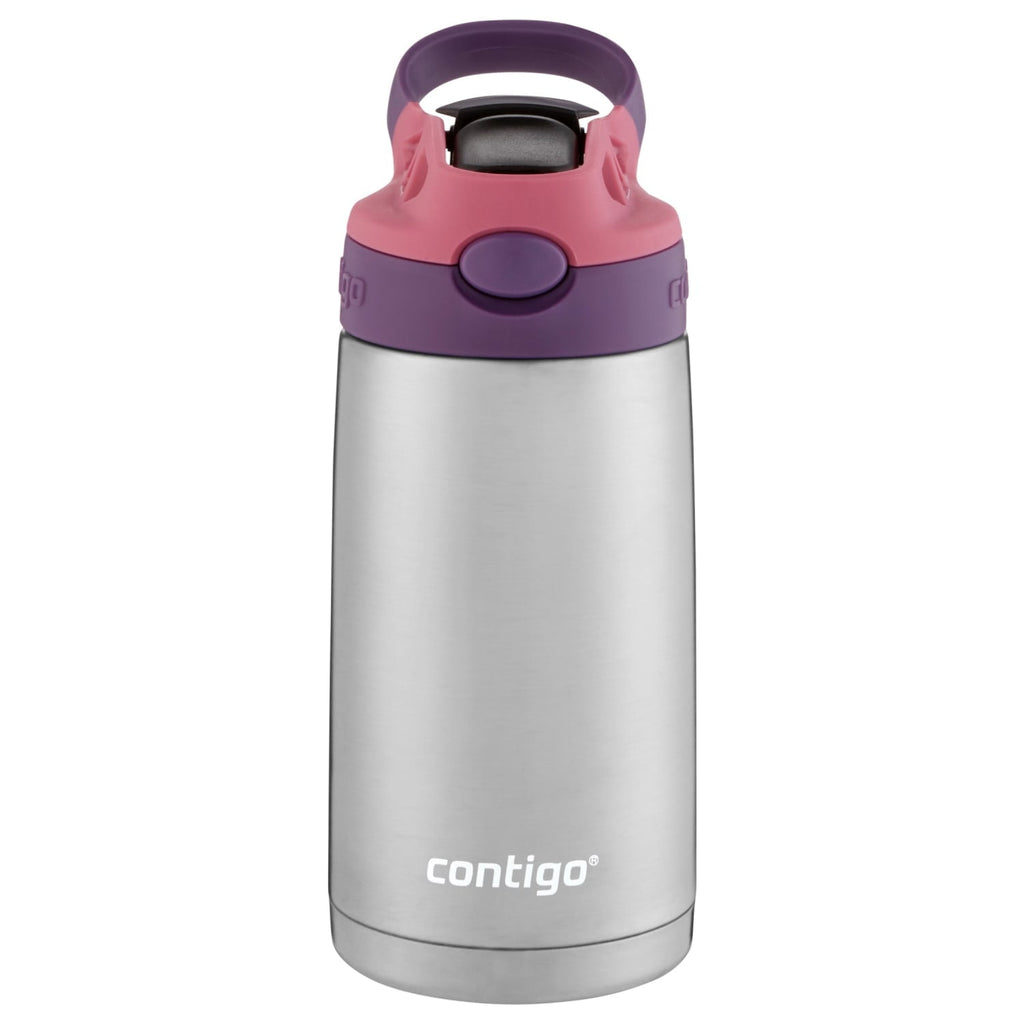 Contigo Kids Stainless Steel Water Bottle with Redesigned AUTOSPOUT Straw Lid Eggplant and Punch, 13 fl oz. IYXQ
