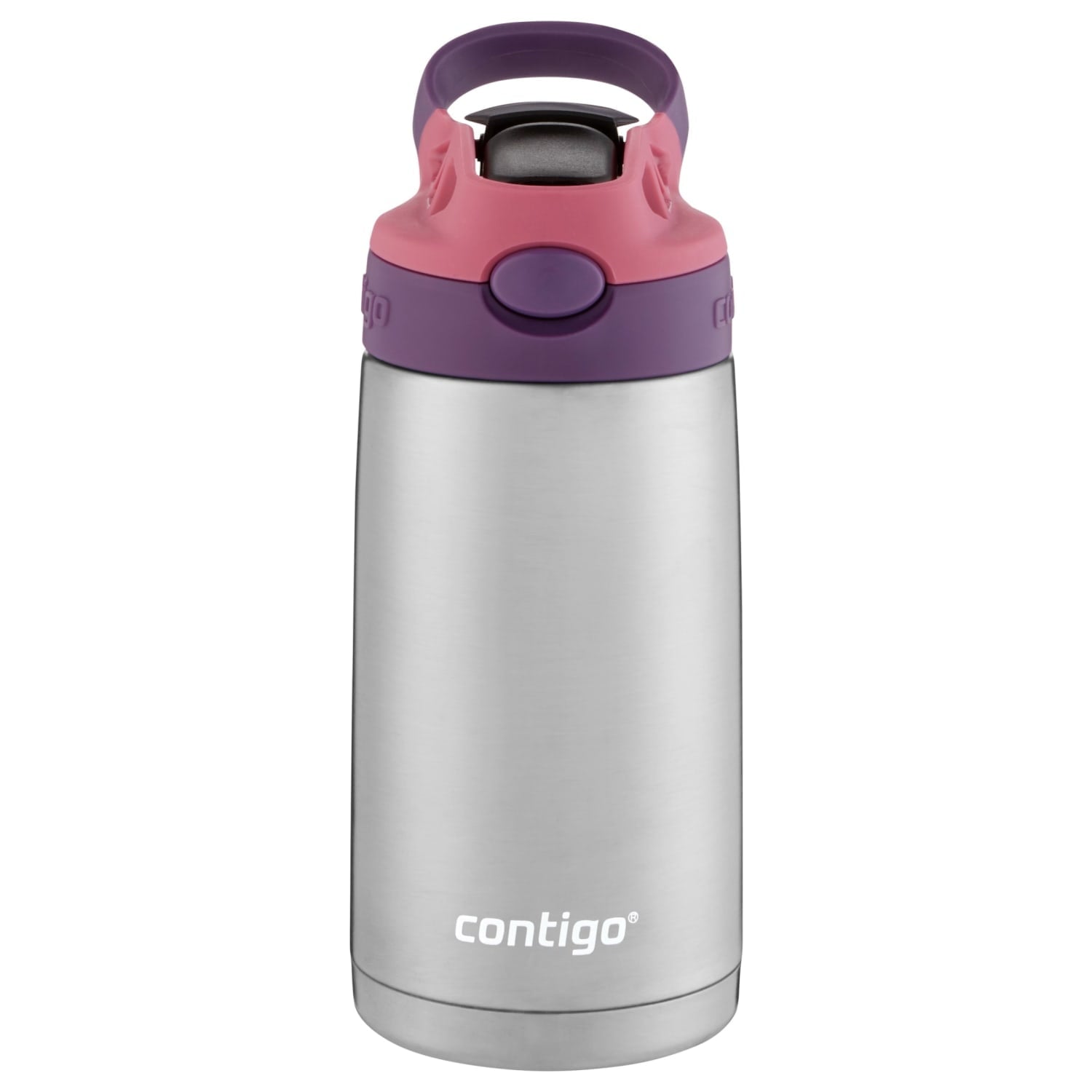 Contigo Kids Stainless Steel Water Bottle with Redesigned AUTOSPOUT Straw Lid Eggplant and Punch, 13 fl oz. IYXQ