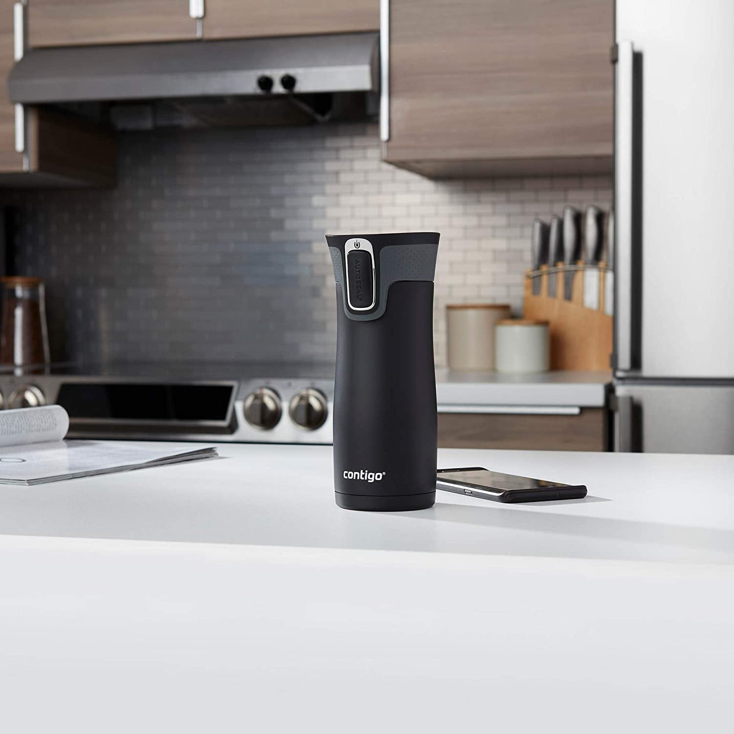 Contigo AUTOSEAL West Loop 2.0 Travel Mug, 16 oz., Stainless Steel with Black Button 6R6O