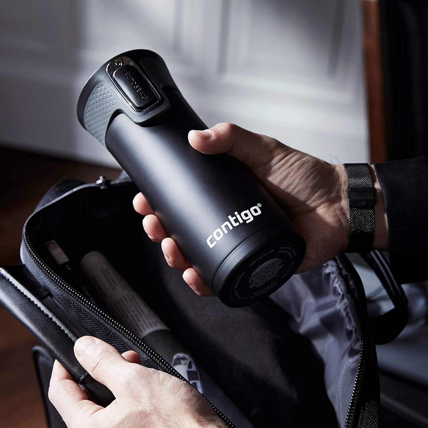 Contigo AUTOSEAL West Loop 2.0 Travel Mug, 16 oz., Stainless Steel with Black Button 6R6O