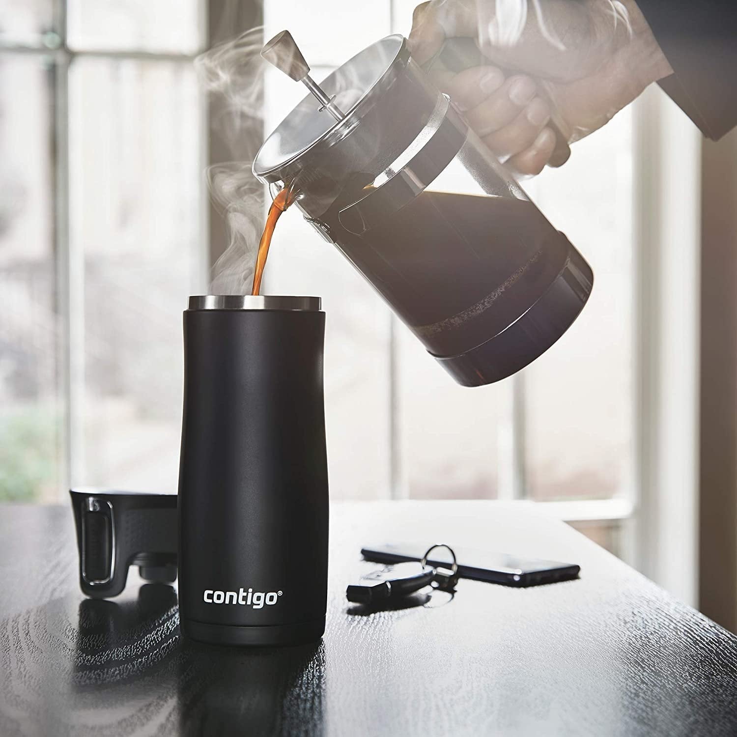 Contigo AUTOSEAL West Loop 2.0 Travel Mug, 16 oz., Stainless Steel with Black Button 6R6O