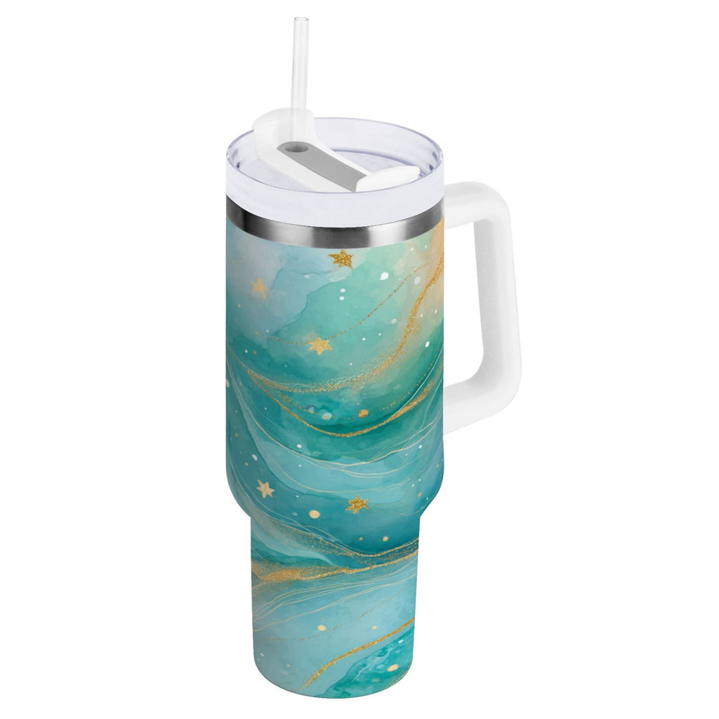 40 oz Insulated Stainless Steel Tumbler Double Wall Stainless Steel Tumbler with 2-Way Drinking Beautiful Watercolor Stars 8MMH