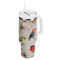 40 oz Insulated Stainless Steel Tumbler Double Wall Stainless Steel Tumbler with 2-Way Drinking Birds Pattern E1TV