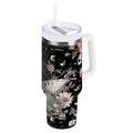 40 oz Insulated Stainless Steel Tumbler Double Wall Stainless Steel Tumbler with 2-Way Drinking Butterfly Surrounded by Flowers 20CT