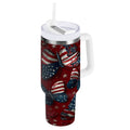 40 oz Insulated Stainless Steel Tumbler Double Wall Stainless Steel Tumbler with 2-Way Drinking Butterfly with National Flag 4X1G