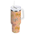 40 oz Insulated Stainless Steel Tumbler Double Wall Stainless Steel Tumbler with 2-Way Drinking Cute Animal Print Bows BOBH