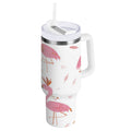 40 oz Insulated Stainless Steel Tumbler Double Wall Stainless Steel Tumbler with 2-Way Drinking Cute Pink Flamingo Pattern R33A
