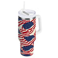 40 oz Insulated Stainless Steel Tumbler Double Wall Stainless Steel Tumbler with 2-Way Drinking Flags Abstract Design 38Q3