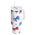40 oz Insulated Stainless Steel Tumbler Double Wall Stainless Steel Tumbler with 2-Way Drinking Hand-drawn Bows 4FDY