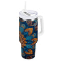 40 oz Insulated Stainless Steel Tumbler Double Wall Stainless Steel Tumbler with 2-Way Drinking Intricate Geometric Shapes CTOY