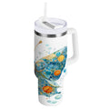 40 oz Insulated Stainless Steel Tumbler Double Wall Stainless Steel Tumbler with 2-Way Drinking Intricately Butterfly ODVB